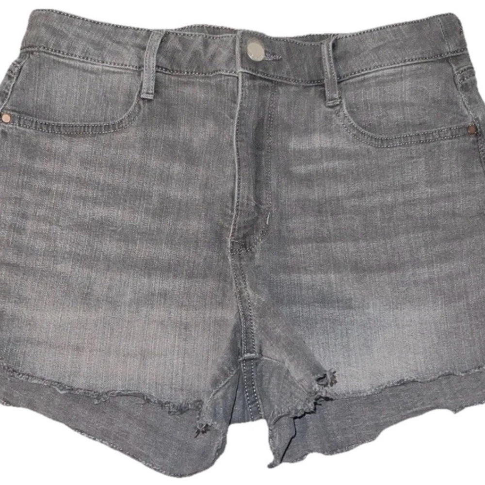 Nine West Women's Slimming Pocket Frayed Hem Charcoal Denim Jean Shorts Size 10